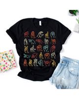 Asl Abc American Sign Language Alphabet Retro Deaf Awareness Shirt Unisex Standard T-Shirt black s